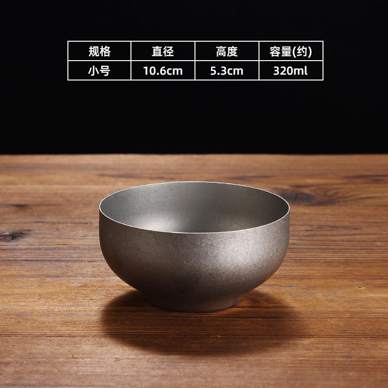 Retro Single-layer Stainless Steel Rice Bowls Sauce Bowl Mini Deep Hot Pot Barbecue Snow Gray Soup Fruit Dishes Tableware