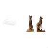 Floating Metal Wire Basket Shelves And Egyptian Cat Statue Bookends for Kitchen Bathroom Living Room