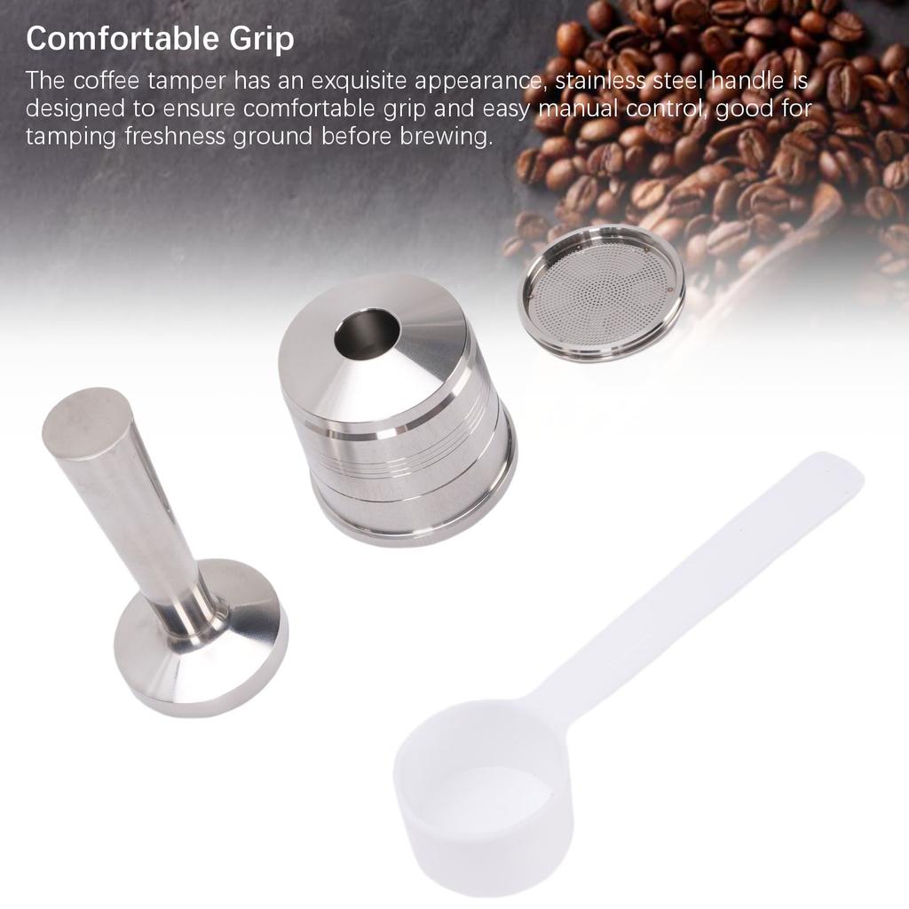 Reusable Coffee Pod Fit for Illy X7 Y3 Y5 Coffee Machine Refillable Stainless Steel Coffee Capsule Coffee Tamper Spoon Brush