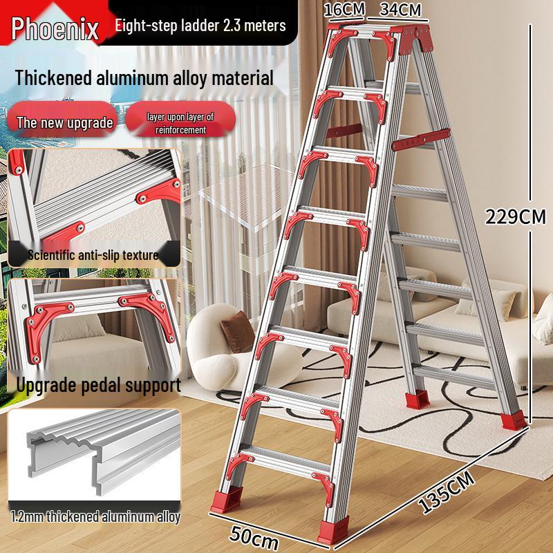 Aluminum Multifunctional Telescopic Folding Ladder: Portable, A-Frame, Household & Engineering Use