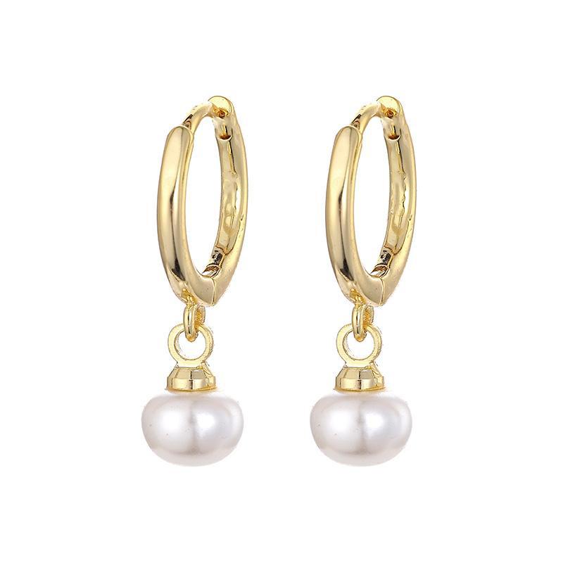 ANENJERY Cercei cu cerc cu perle plat. Cercei cu farmece simple, pentru femei, fete