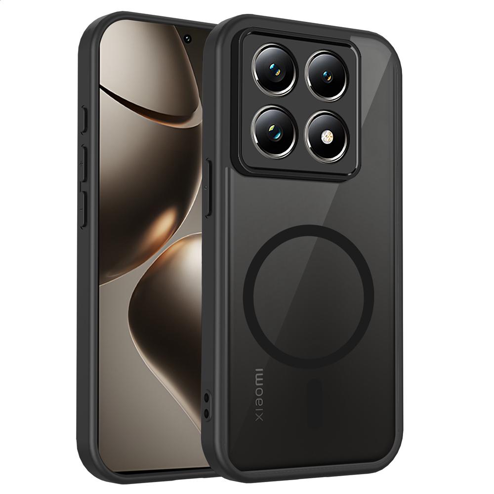 KEYSION Magnetic Phone Case for for Xiaomi 14T Pro 5G Silicone+PC Matte Translucent Clear Shockproof Back Cover for Xiaomi 14T