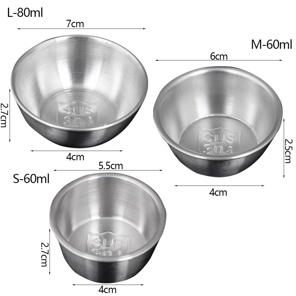 304 Stainless Steel Saucer Sauce Dish Cup Appetizer Serving Tray Household Kitchen Restaurant