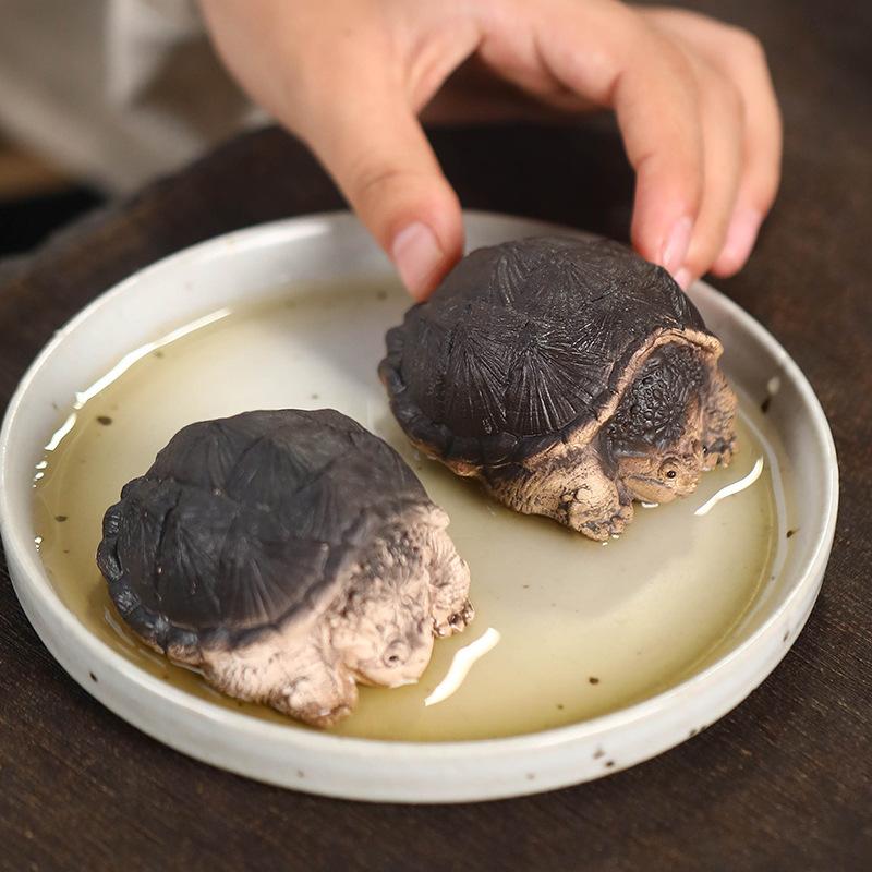 Yixing Zisha Čajové zvířátko Aligátoří želva Ručně vyráběná Čajová umělecká ozdoba Nástroj pro čajový obřad Stolní dekorace Pro milovníky čaje Šťastná želva