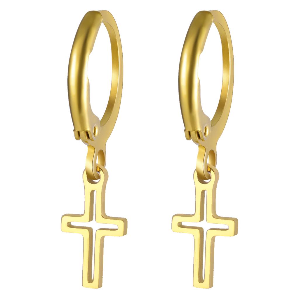 Golden Pendant Hoop Earrings with Heart Hexagon Snake Cross Butterfly Flower Bird Jewelry Gift
