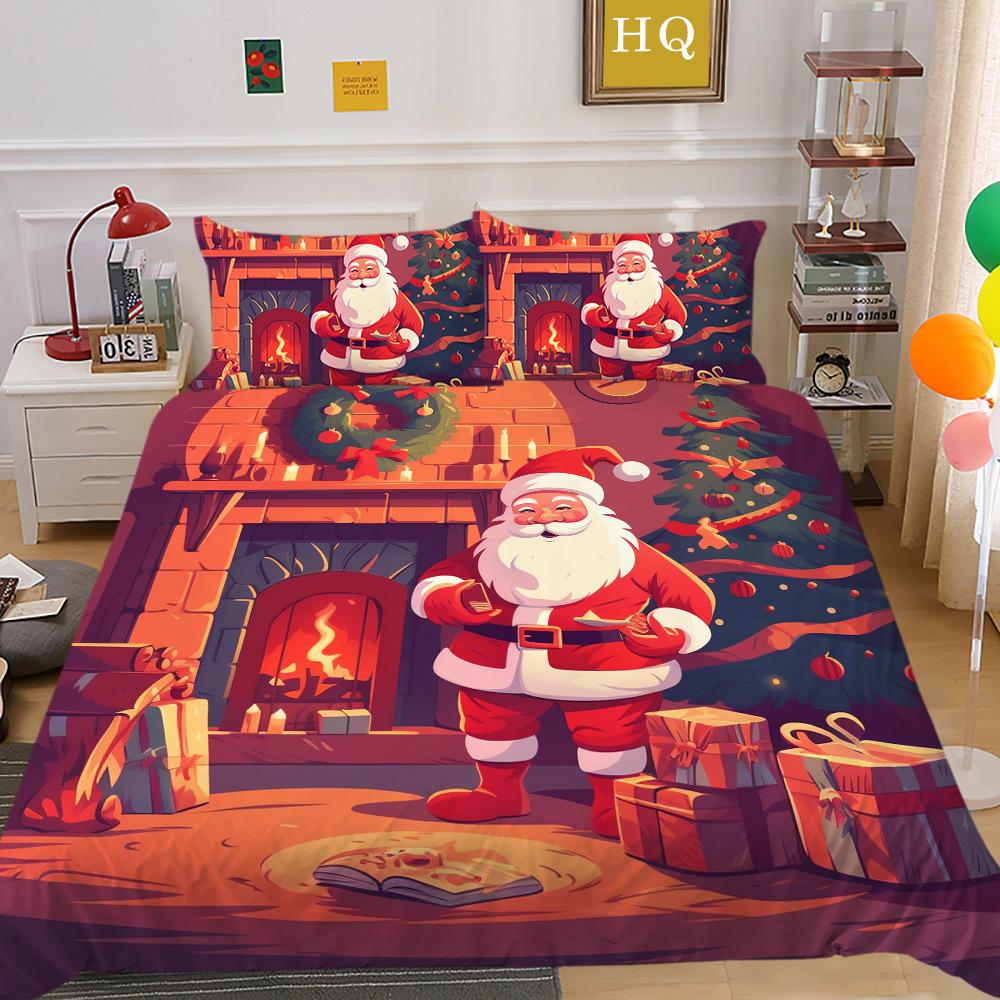 Weihnachtselch 3D-gedruckter Polyester-Kissenbezug Bettbezug Zweiteiliges oder Dreiteiliges Set erhältlich