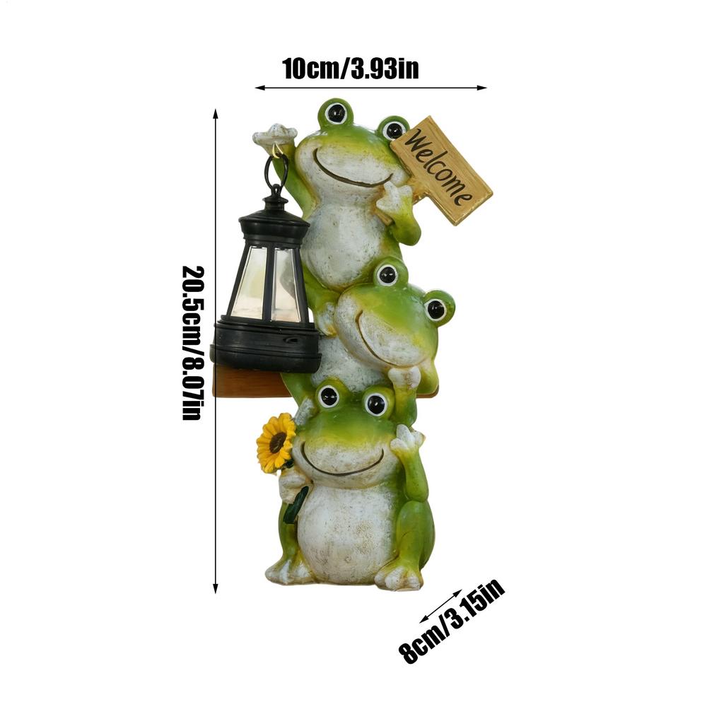 Solar Garden Light Frog Statue Decorative Frog Path Lamps with Lantern Solar Lantern Lights Outdoor Garden for Patio Lawn