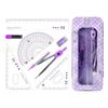 8PCS Eraser Protractor Plastic Triangle Ruler Portable Ruler Compasses Set  School Office