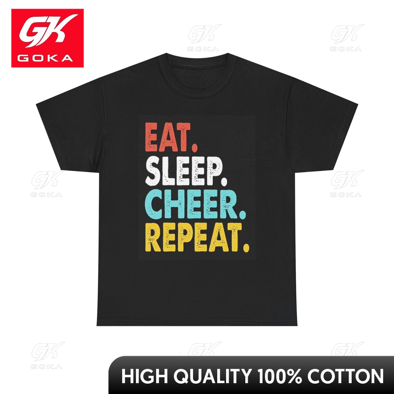 

Eat Sleep Cheer Repeat Graphic T Shirt Cheerleading Unisex Heavy Cotton Warm Hippie EcoFriendly Tshirts Warm Flexible Shirts S