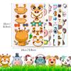 6 Pictures/pack of Beautiful Animals Hippo Cow Giraffe Cartoon Collage Children's Education Decoration Stickers