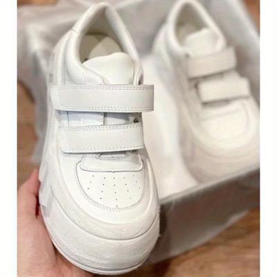 Little White Shoes, White Velcro Sports and Leisure Shoes, Children's New Bread Women's Shoes, Thick-soled Heightening Board Shoes