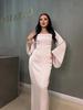 Slim Satin Rhinestone Dress: European & American Style, Long-Sleeved, Tie-Up, 2024 Autumn Women's Fashion.