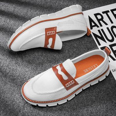 Men's Stylish White Slip-On Loafers Mesh Shoes Plus Size 50 51 52 53 54 High Quality Cushioned Casual Sneakers