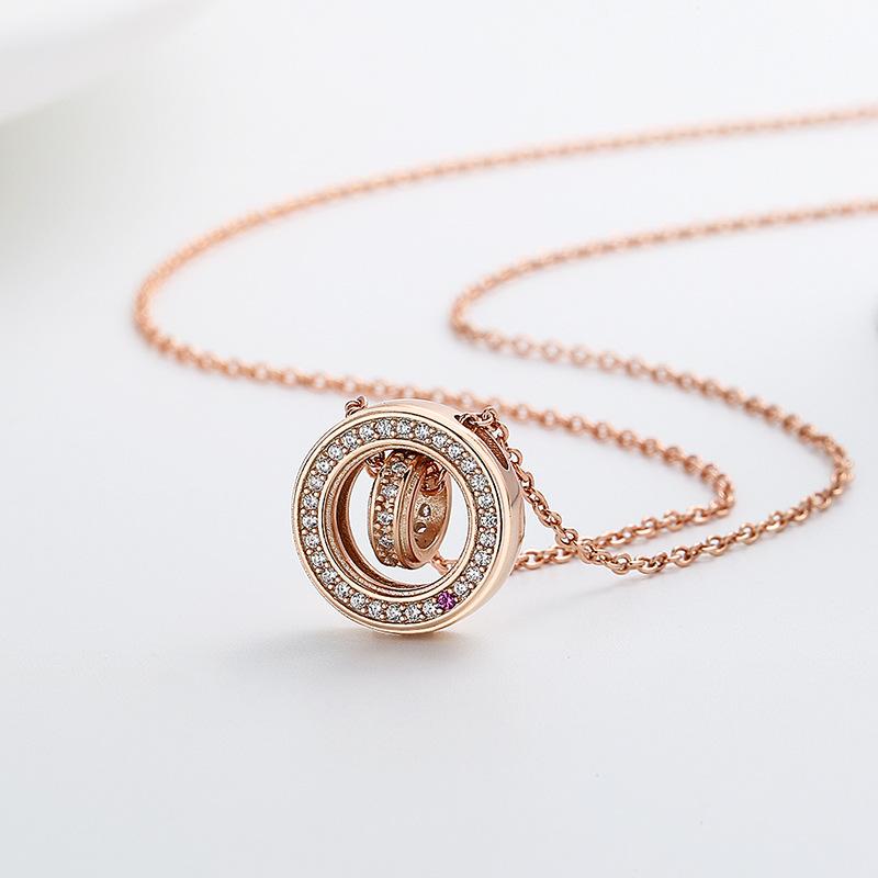 Double Ring Guardian Star Necklace for Women's Exquisite Versatile Ins Small and High Sense Transport Beads