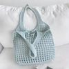Lightweight Women's Minimalist Crochet Tote Bag Large Capacity Hollow Out Woven Design, Durable Fabric with Fixed Shoulder Strap