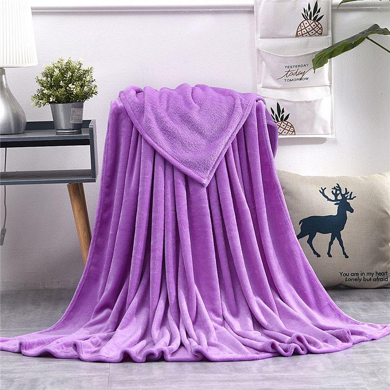 Sumptuous 22 Solid Colors Flannel Plush Fleece Blanket Perfect For Sofa Relaxation