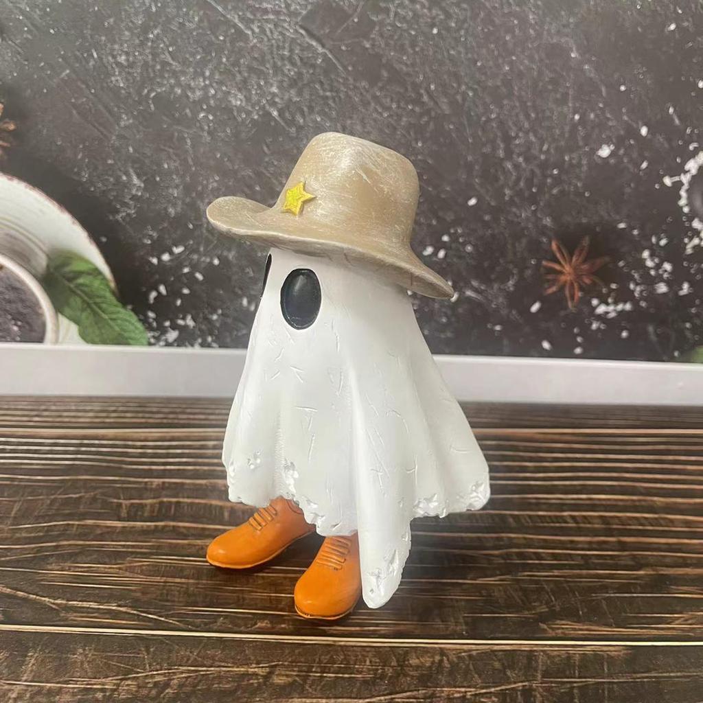 Estátua de Halloween, Estátuas de Cowboy, Estátua de Halloween Usando Bota de Cowboy Estátua Decoração de Halloween Fofa Decorações de Halloween Interior Exterior