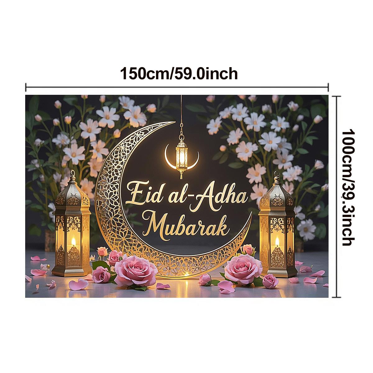 

Фон для фотосъемки Eid Raya, многоцелевая ткань для Рамадана, для вечеринок на открытом воздухе и в помещении, праздничный декор, студийный реквизит, подвесной знак на гаражные ворота 150*100cm