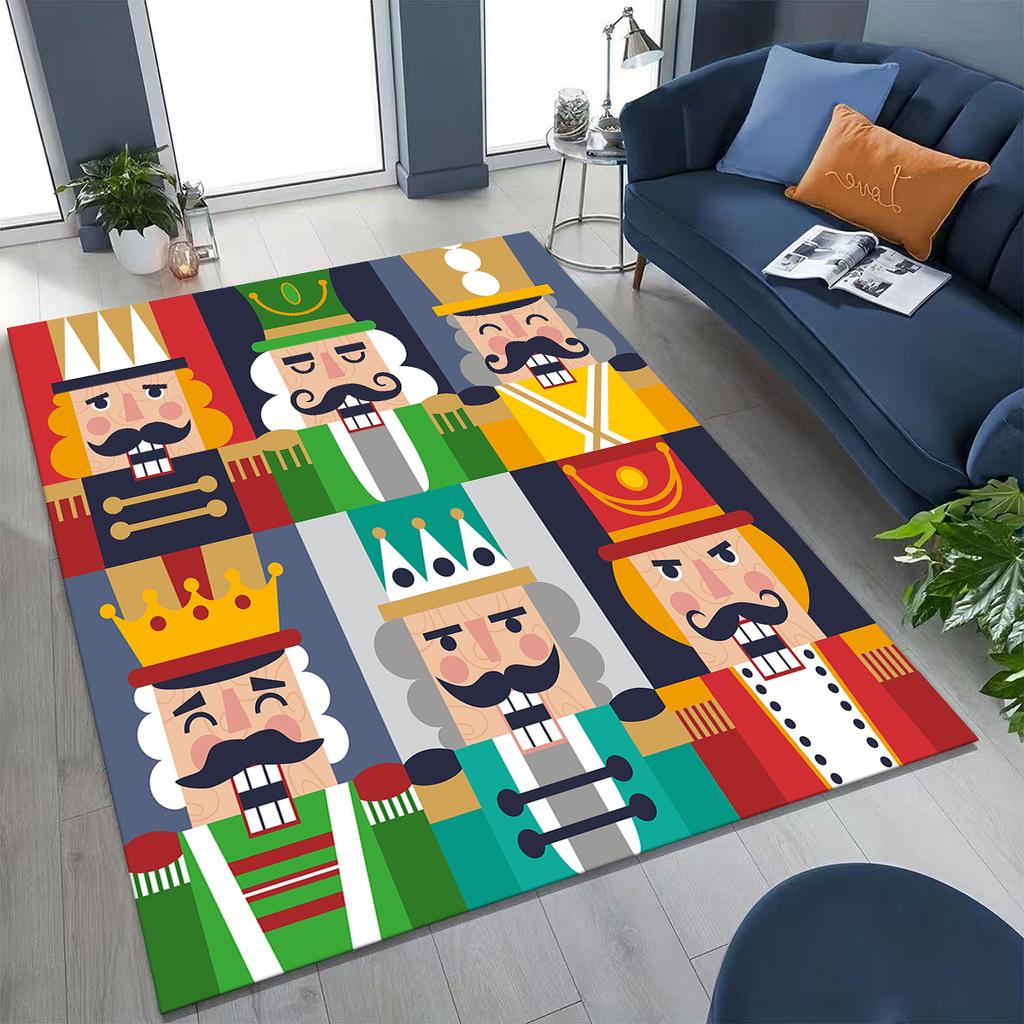 2026 New Nutcracker Merry Christmas Tree Cartoon Puppet Gift Carpet Rug for Bedroom Living Room Sofa Home Doormat Decor,Non-slip