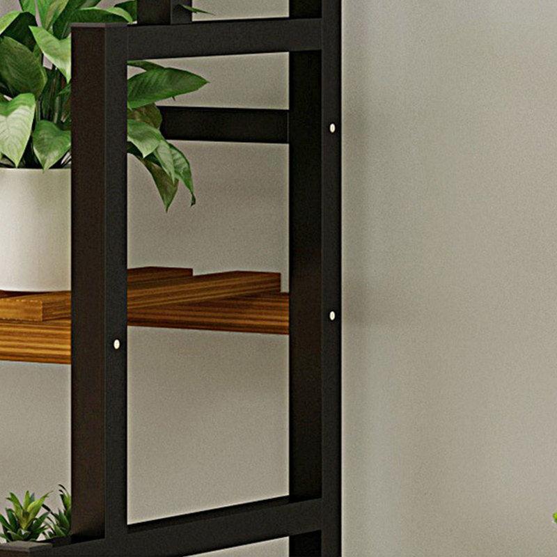 3-Layer Flower Rack with Hanging Basket Black Plant Stand Indoor Flower Display Pot Metal Shelves Plant Rack