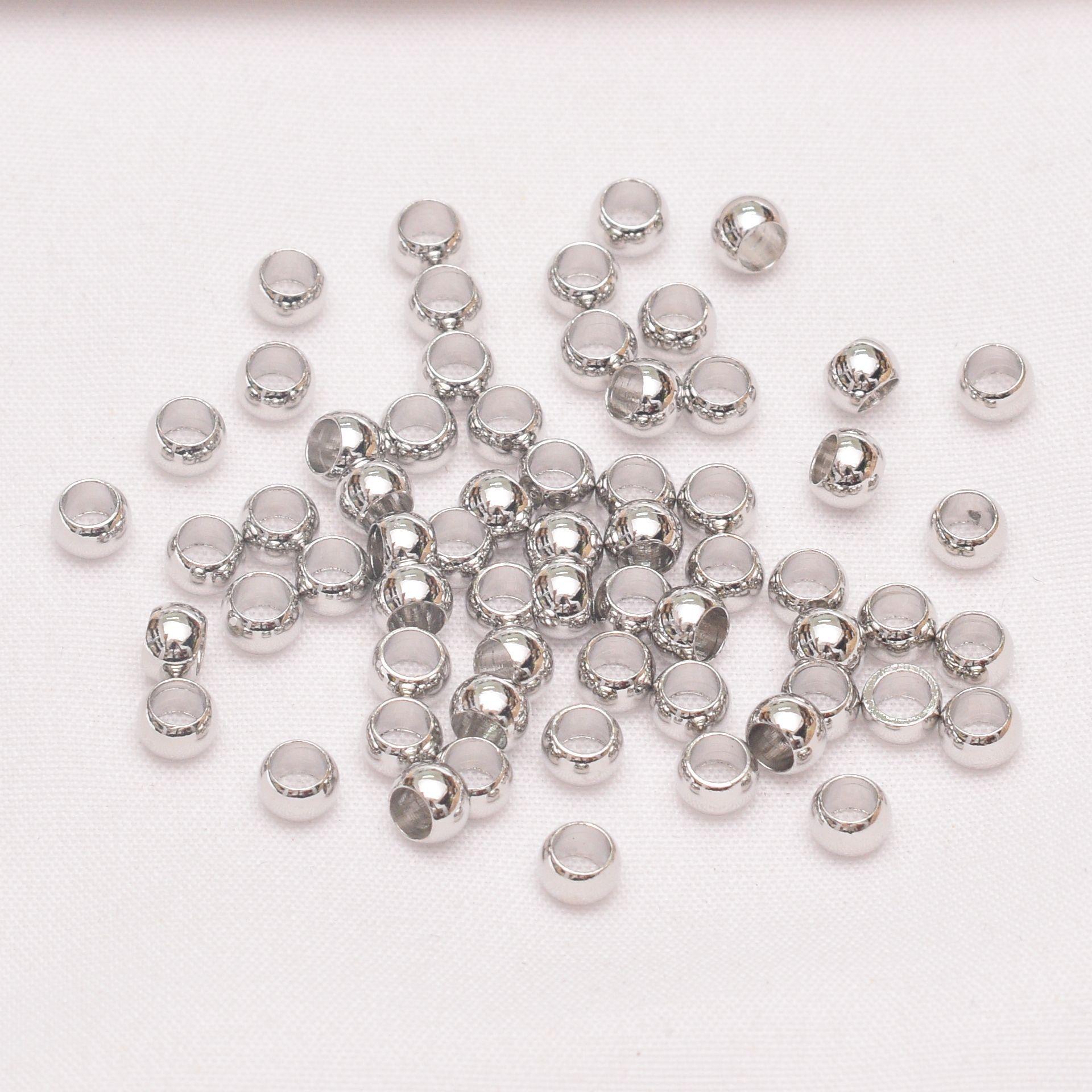 

100 шт., цветные бусины с крупным отверстием из древнего песка и золота, гладкие разделительные бусины, сделай сам, плетеная веревка, браслет, ожерелье, ювелирные изделия, свободные бусины （T96) 4mm