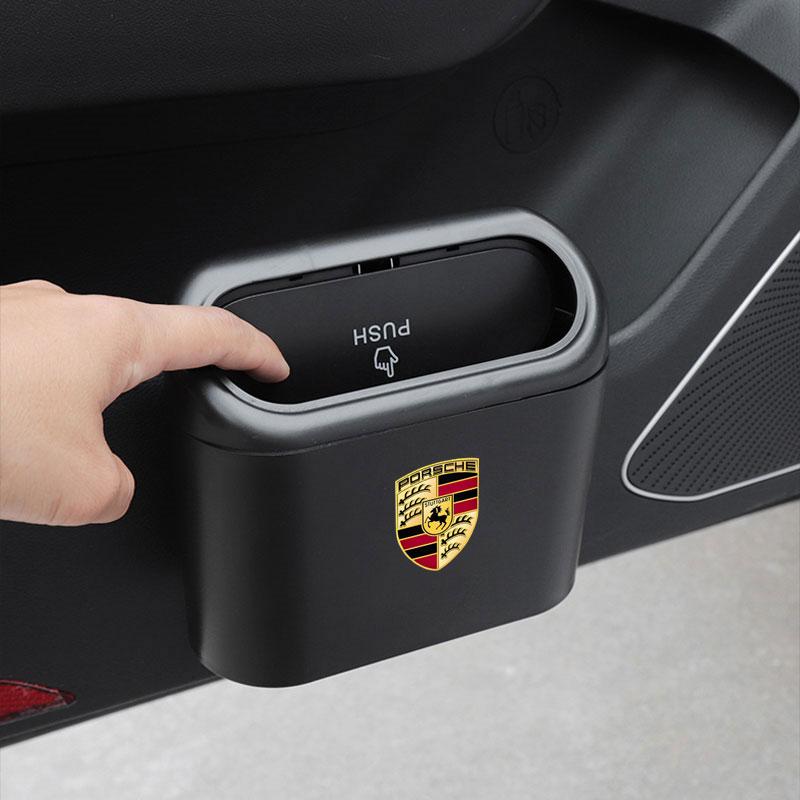 Car Vehicle Case Storage Box Black ABS Square Pressing Trash Can For Porsche Cayenne Macan 911 Gt3 918 928 944 968 Boxster Panamera