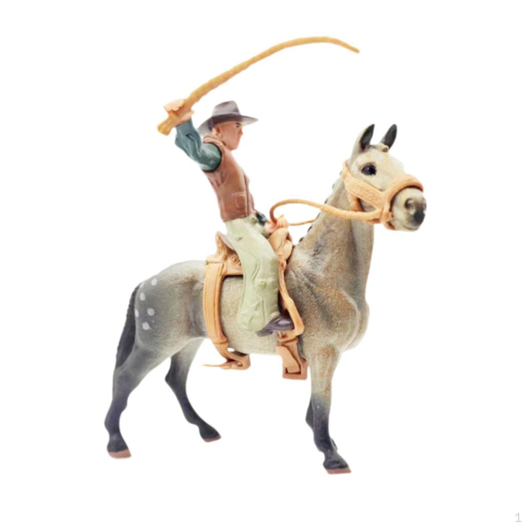 Tiermodell Pferd Actionfigur PVC mit Sattel Simulations-Spielset Wildtier-Statue Lernspielzeug