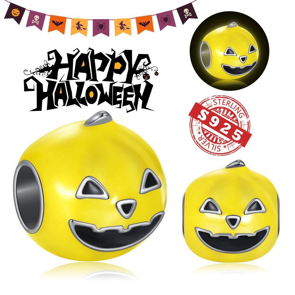 Original Charms Bead Copper Halloween Noctilucent Pumpkin Skull Candy Pendants Fit Diy Bracelet For Women Jewelry Gift