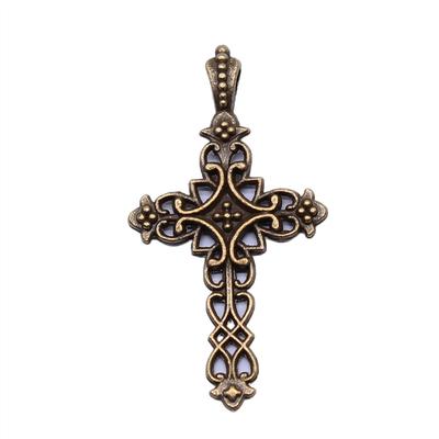 10 pezzi di ciondoli a croce, in lega di zinco, colore bronzo antico, 38 x 20 mm