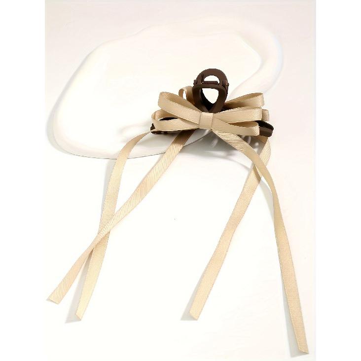 1pc Elegant Vintage Sweet Bow Ribbon Hair Claw Clip Strong Hold Hair Accessory For All Hair Types Chic Updo Tool