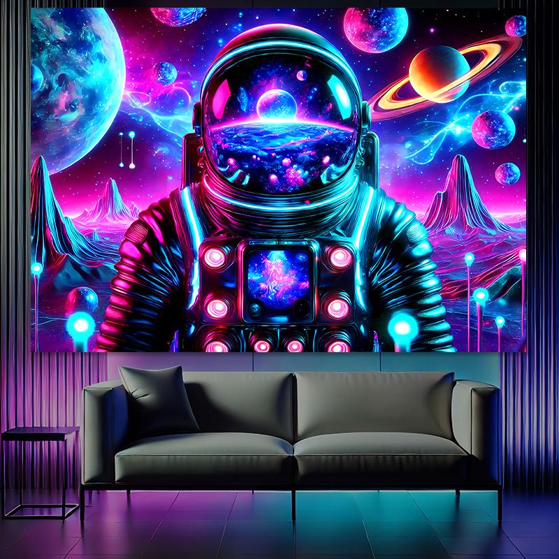 VIKAMA Astronaut Space Tapestry Nebula Planet Pattern Living Room Feature Wall SciFi Theme Room Decor