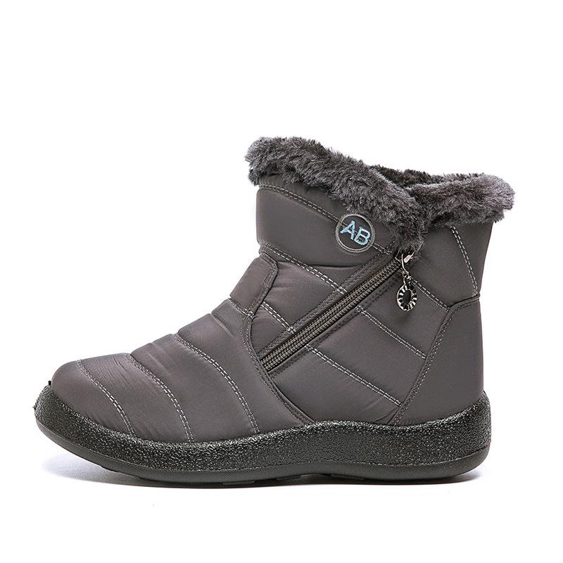 Plus Size Women's Winter Snow Boots with Side Zipper – Lightweight and Warm Cotton Mom Shoes