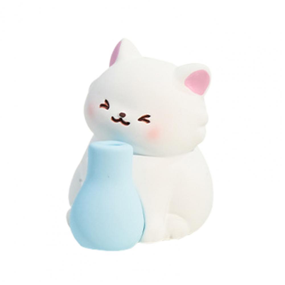 Cute Cat Whisker Collector 3D Cartoon Cat Sculpture Pet Beard Holder Resin Cat Whisker Vase Mini Pet Vibrissae Decor Figurine