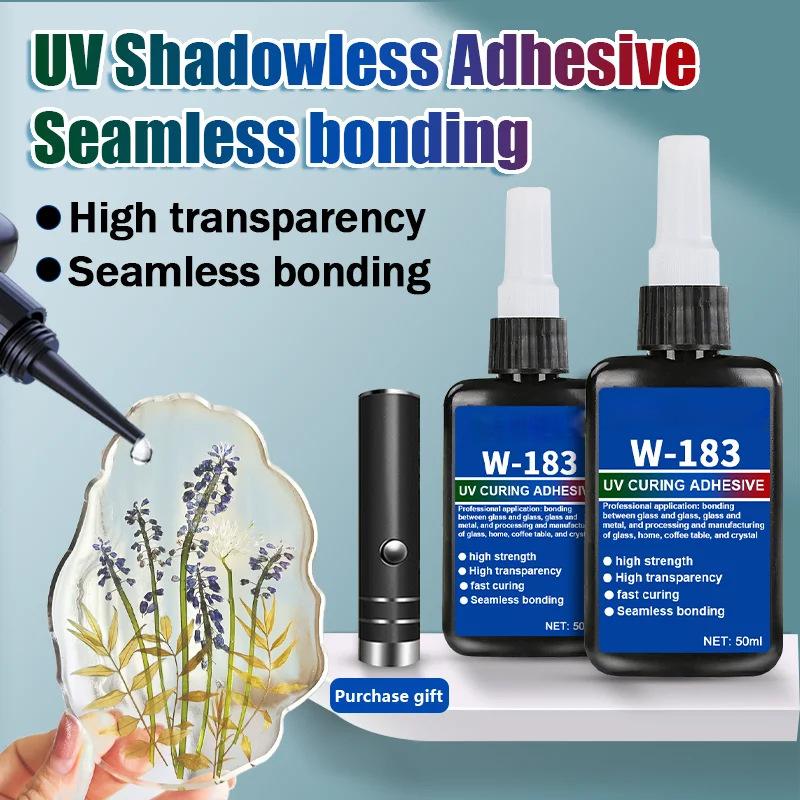 1 ks Krystalové sklo a kov Abs Lepení Vytvrzování UV zářením Nové W-183 Silné 50ml UV Lepidlo Vytvrzující Lepidlo Svařování s UV vytvrzovací lampou
