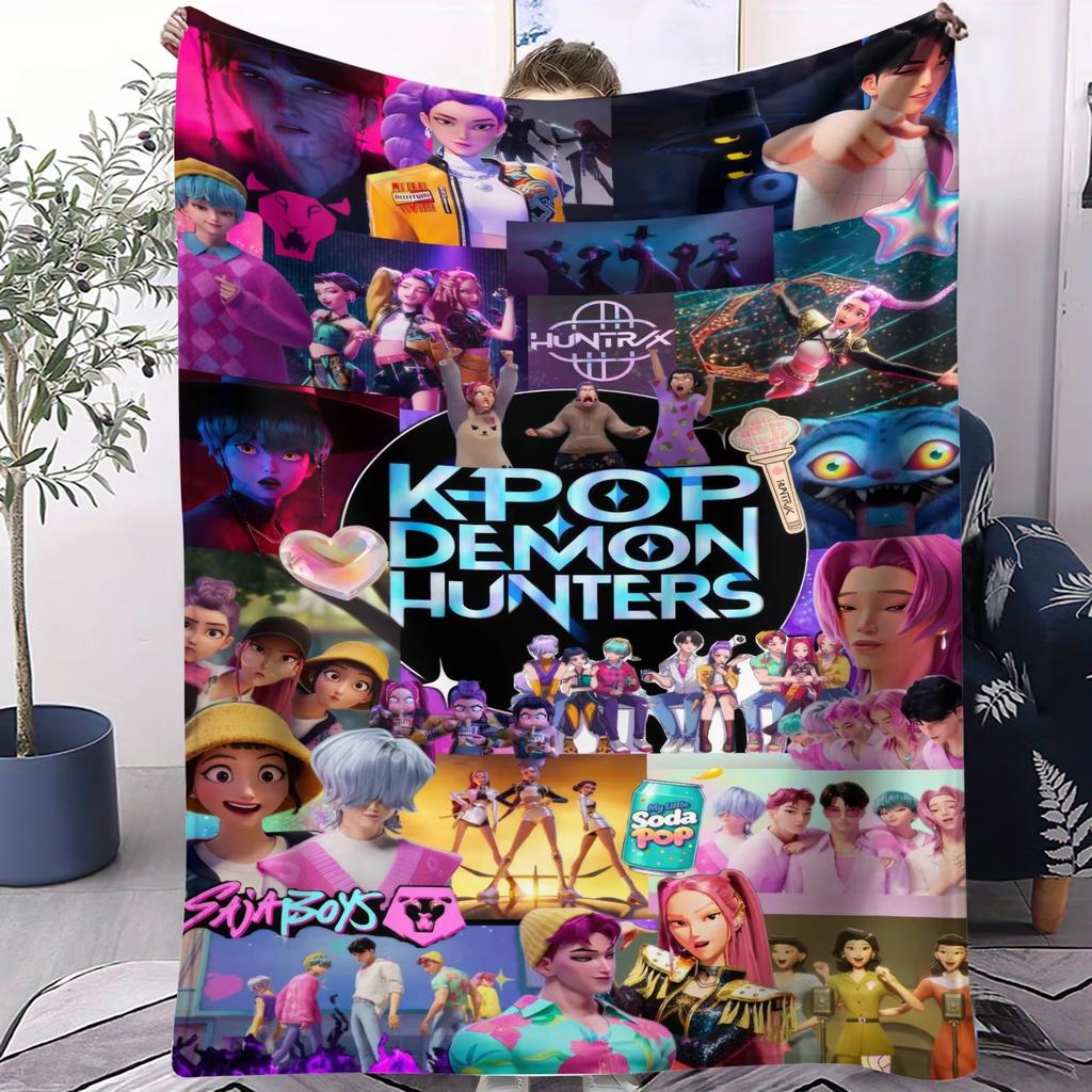 K-Pop Hot Group HUNTR/X & SajaBoys Fleecedecke Niedlich Anime Super Warm Qualität für Reise Büro Zuhause Couch Fans Must-Have Geschenk