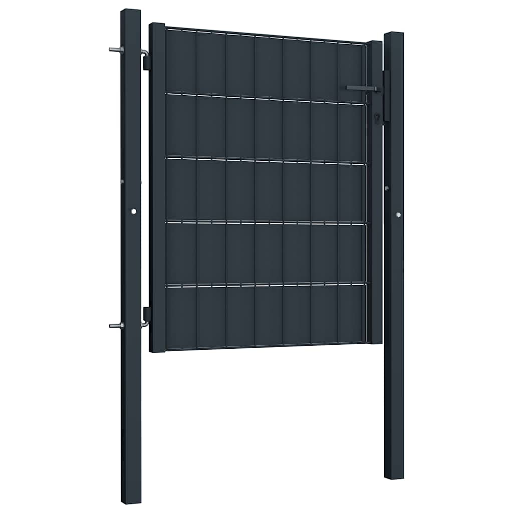 Vidaxl Brama Ogrodzeniowa Pvc I Stal 100X101 Cm Antracyt