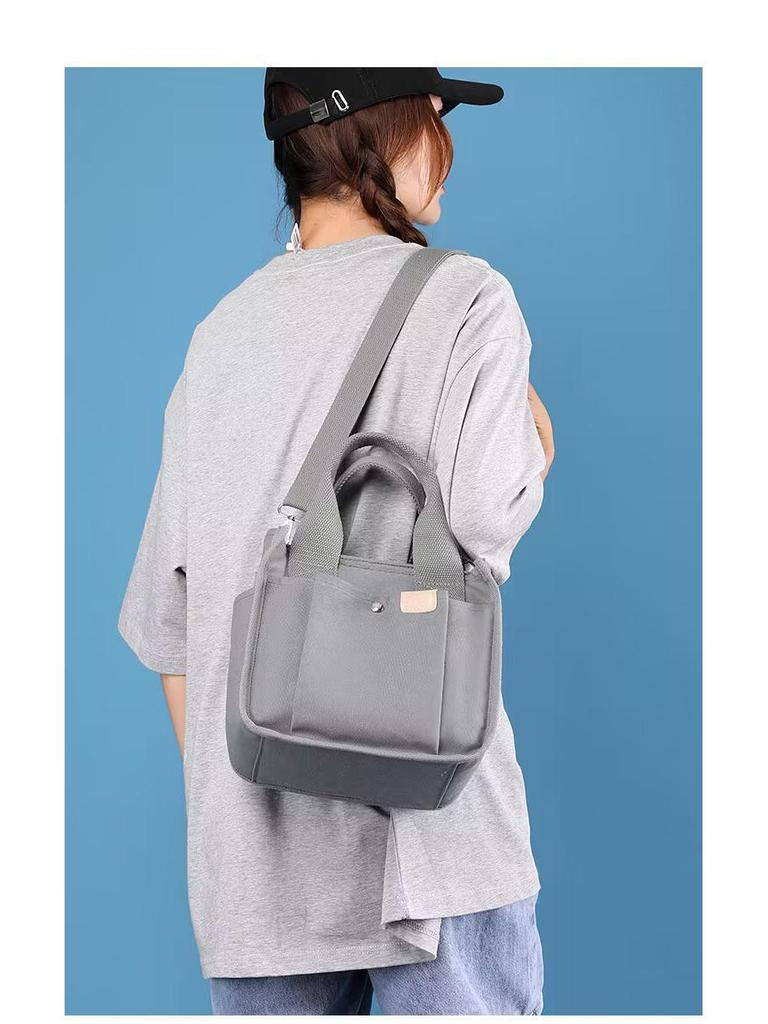 Damen Canvas Lunchtasche mit großer Kapazität und mehreren Fächern – Ideale Umhängetasche für Büro oder Mütter.