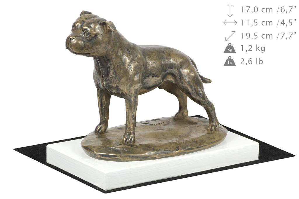 Staffordshire Bull Terrier, Staffik, Staffi Iii - Statuetka Psa, Figurka Na Białej Podstawie, Trofeum Na Wystawę Psów Marki Art-Dog