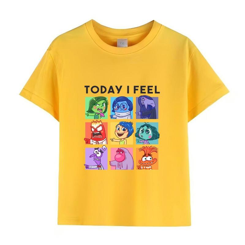 Disney Pixar inside out 2 'Today I Feel' T-Shirt for Boys & Girls Short Sleeve Casual Top Ages 3-12 Toddler Summer Clothing
