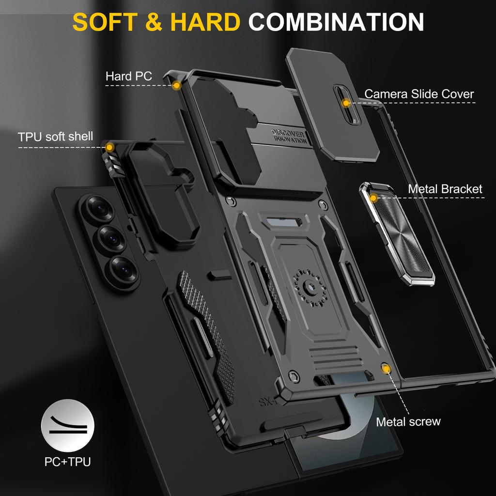 Cross-border application Samsung zfold7 mobile phone case all-inclusive ring bracket Z Fold8 push window two-in-one anti-drop case