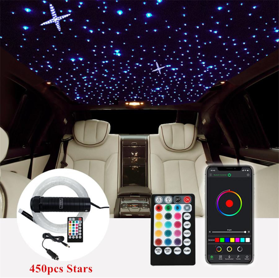 450pcs 6W RGB LED Fiber Optic Car Roof Headliner Star Light Kit APP RF Control