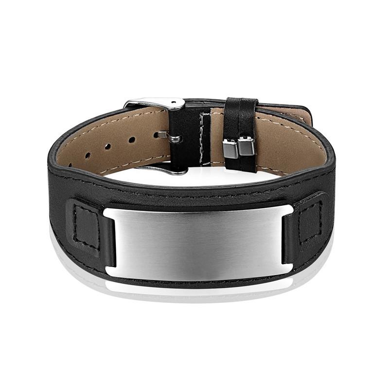 2026 Black Steel Bent Leather Bracelet Adjustable Watch with Leather Bracelet Men's European and American Bracelet