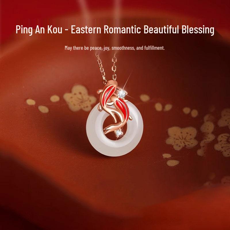 Elegant Koi Fish Ping An Buckle Necklace - Light Luxury, Zodiac Charm, Perfect New Year Gift