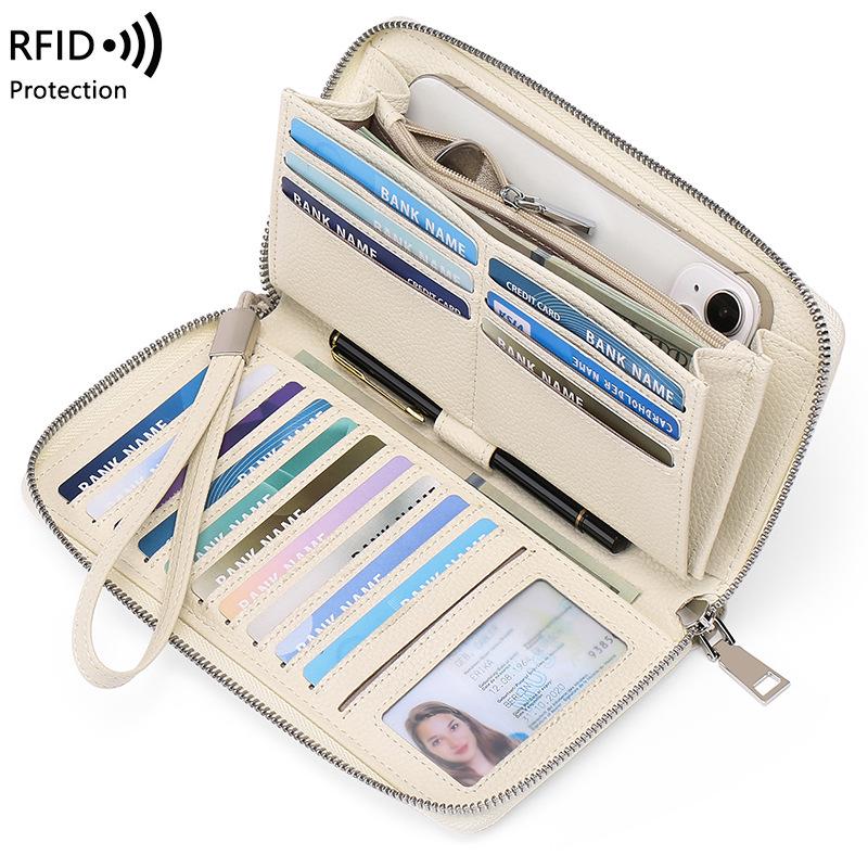 RFID-diebstahlsichere Damenbrieftasche aus PU-Leder, großes Fassungsvermögen, lang und elegant mit mehreren Kartenfächern.