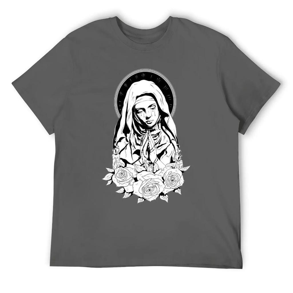 Mother's Day Mary of Jesus Men's T-shirt Round Neck Movement T-shirts Cute Aactivity Competition Casual Eur Size