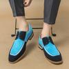 2024 Men New Oxford Shoes Color Block Cow Suede Casual Dress Man Lace Up Shoes  Walk Sneakers Daily Commute Casual Leather Shoes