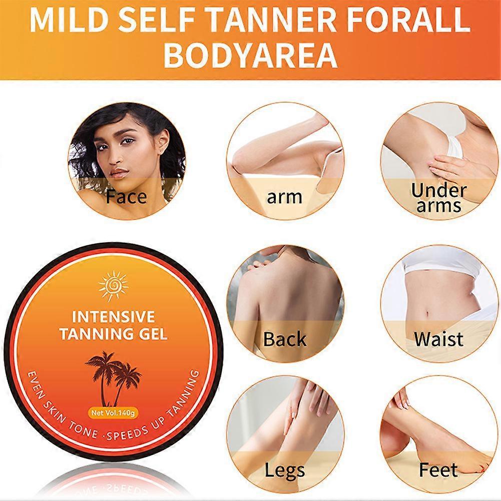 Intensive Tanning Gel, Fast-Acting Self Tanner for Face & Body, Even Skin Tone & Speeds Up Tanning
