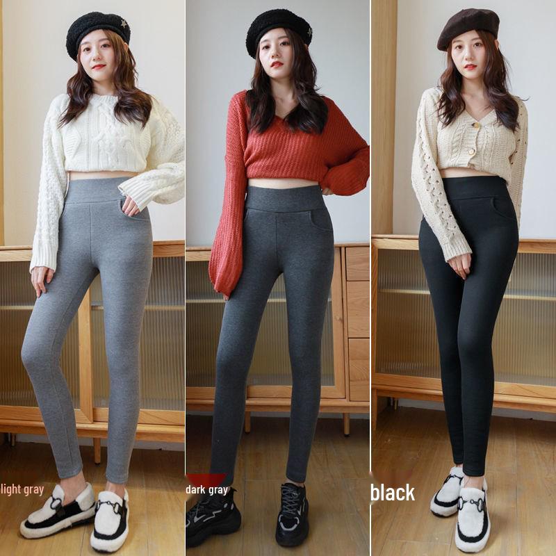 HG Damen Hohe Taille Lammwoll Samt Verdickt Schlankmachend Winter Baumwollhose