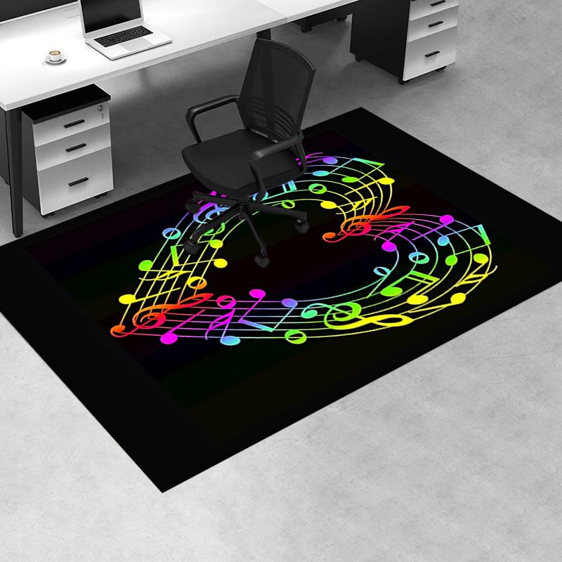 Rainbow Musical Notes Chair Mat Office Carpet, Oversized Rug for Home Decor, Sofa Mat, Desk Pad, Gift Idea for Any Room
