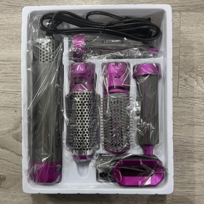 5-in-1 Hot Air Brush: Automatic Curling Iron for Curling and Straightening with Small Hair Dryer.